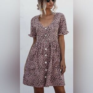 Coeur de Vague Animal Print Midi Dress Medium